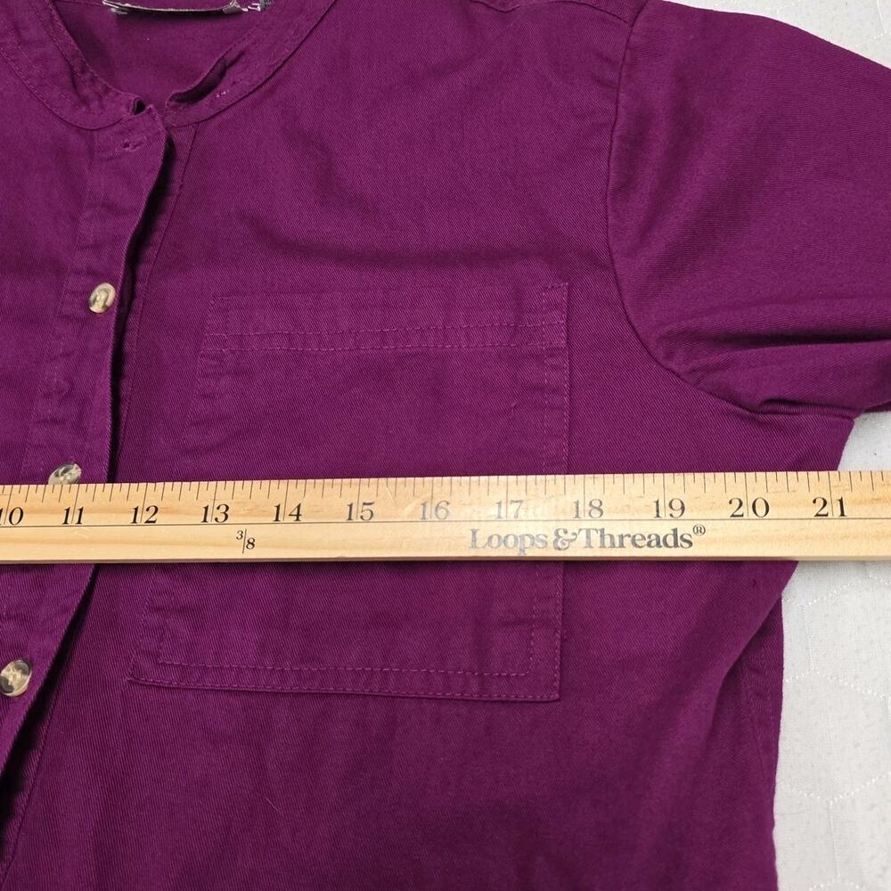 Vtg 80s Forenza Cotton Midi Shirtdress 16 Magenta Berry Purple Prairie Dress - Picture 6 of 7